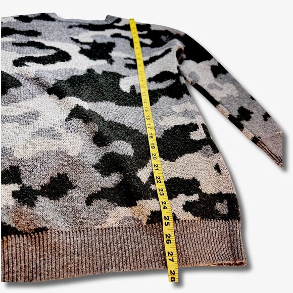 Lucky Brand Wool Blend Camouflage Cardigan Sweater Small Green Button Up Soft - Picture 7 of 11